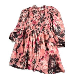 Rachel Parcell Dress Girls Size 4 4T Pink Brown Floral Photos Smocked School